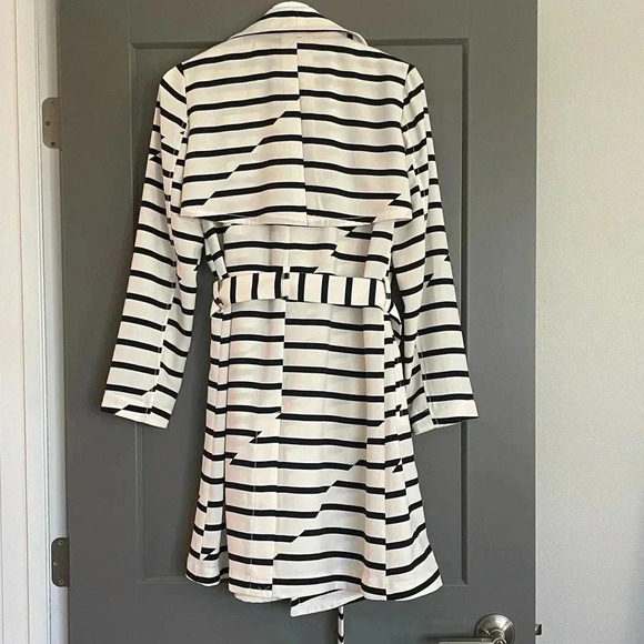 Madewell Parcel Striped Long Sleeve Double Breasted Belted Trench Coat Small - Picture 6 of 12
